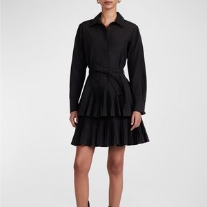 Derek Lam 10 Crosby navy 2/3 Long-Sleeve  Mini Shirtdress front closure pockets